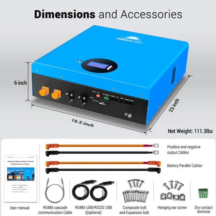 SunGoldPower Powerwall LiFePO4 Lithium Battery | 5.12kWh 48V