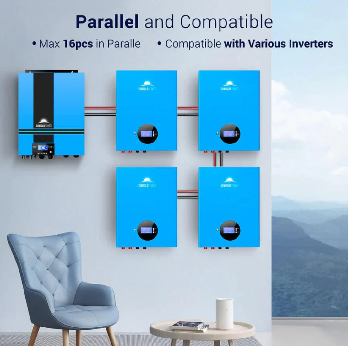 SunGoldPower 5.12KWH Powerwall LiFePO4 Lithium Battery SG48100M