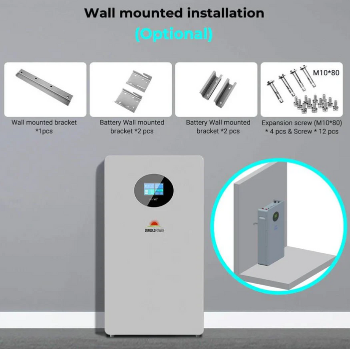SunGoldPower Powerwall LiFePO4 Lithium Battery | 51.2V 200Ah
