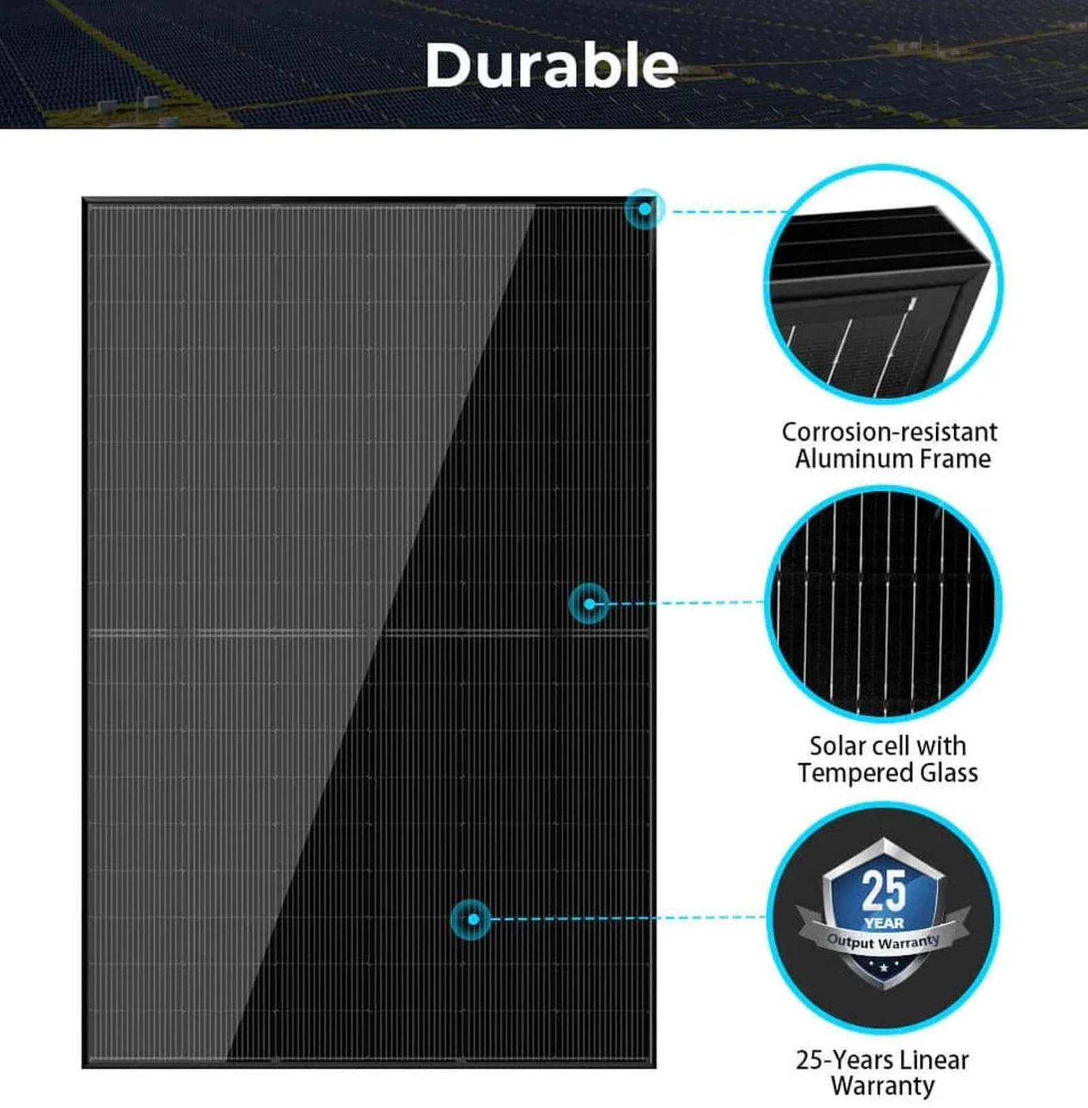 SunGoldPower Solar Panel | 440W Mono Black N-Type | 6-Pack