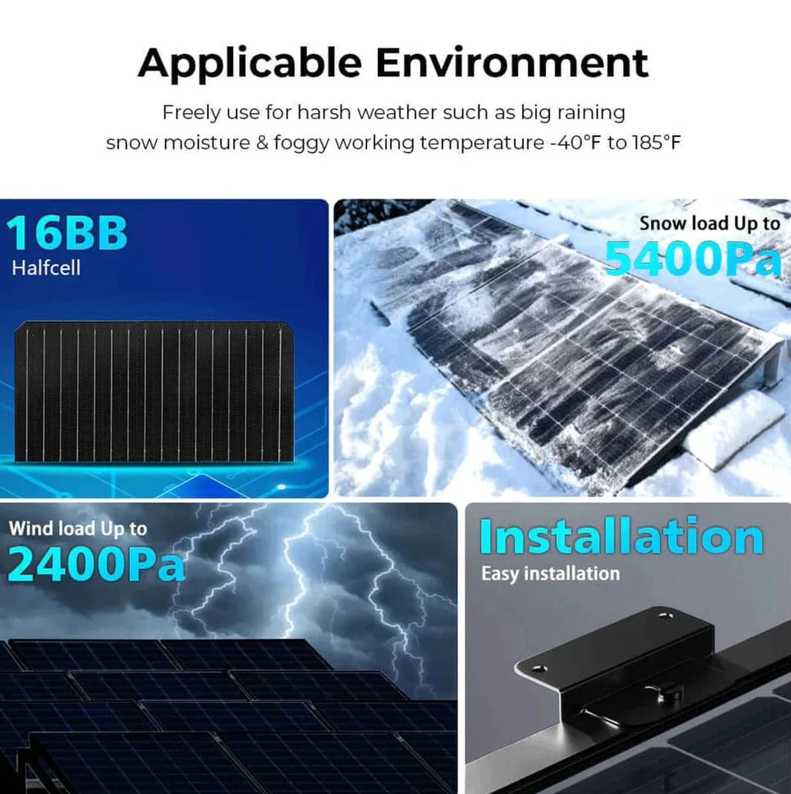 SunGoldPower Solar Panel | 440W Mono Black N-Type | 6-Pack