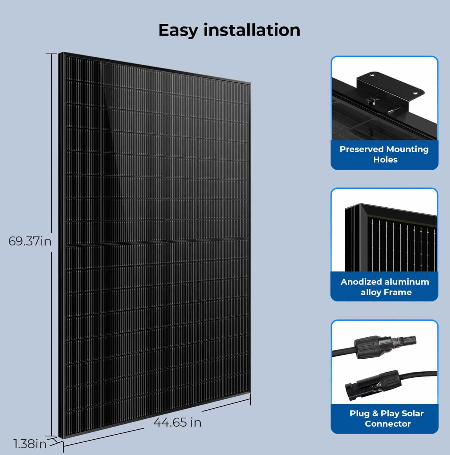 SunGoldPower Solar Panel | 450W Bifacial N-Type Monocrystalline | UL61730 | 12-Pack