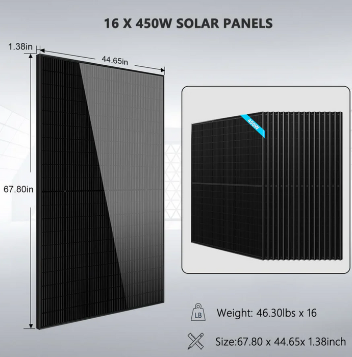 SunGoldPower Hybrid Solar Kit | 11.4kW 48V Split-Phase | 20.48kWh Battery | 450W Panels (16-Pack)