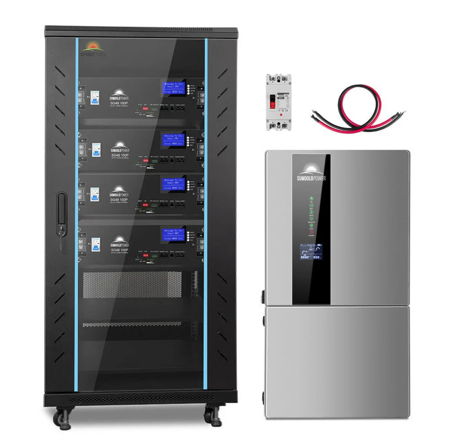 SunGoldPower Hybrid Solar Kit | 11.4kW 48V Split-Phase | 20.48kWh Battery | 450W Panels (16-Pack)
