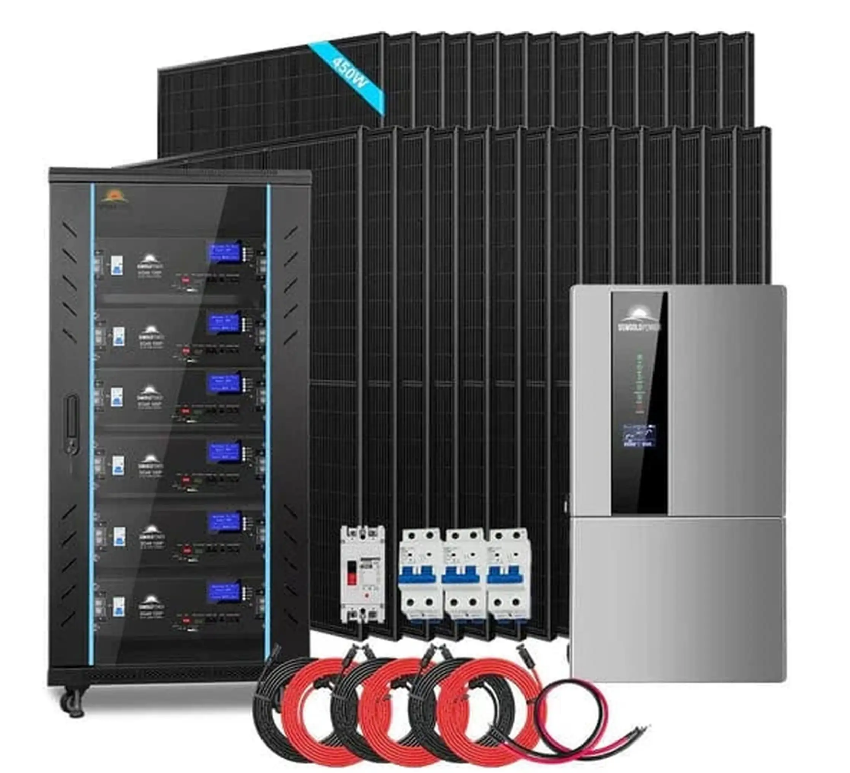 SunGoldPower Hybrid Solar Kit | 11.4kW 48V Split-Phase | 30.72kWh Battery | 450W Panels (28-Pack)