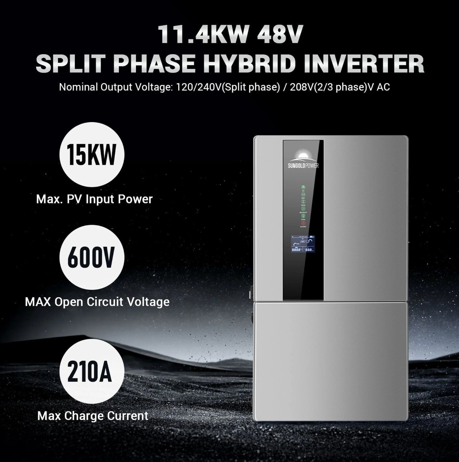 SunGoldPower Hybrid Solar Kit | 11.4kW 48V Split-Phase | 30.72kWh Battery