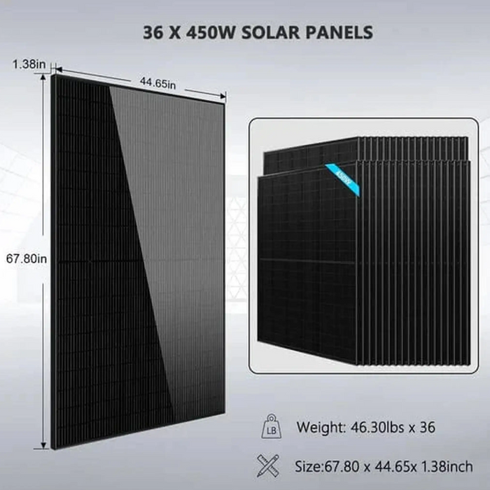 SunGoldPower Hybrid Solar Kit | 11.4kW 48V Split-Phase | 51.2kWh Battery | 450W Panels (36-Pack)