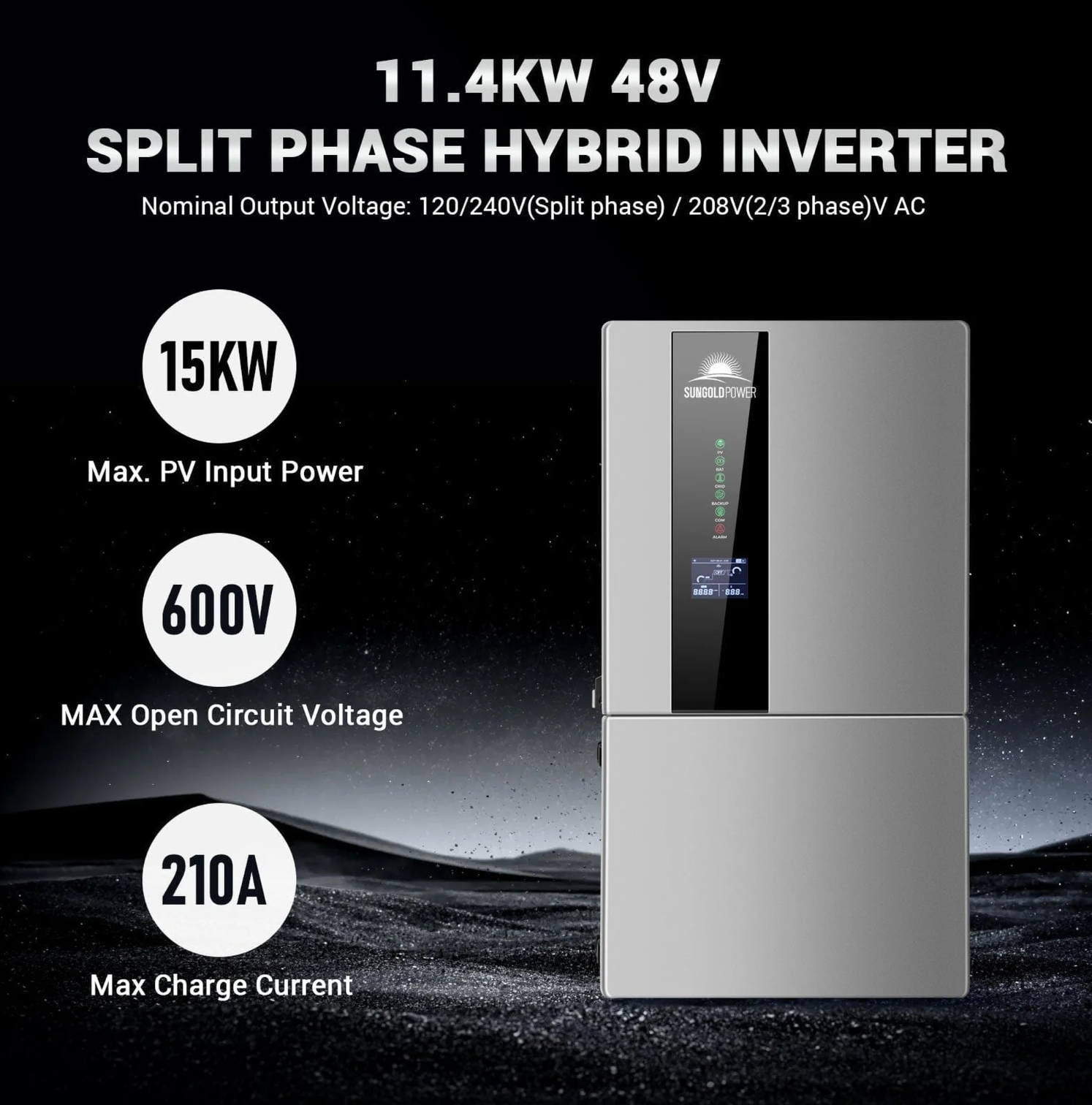 SunGoldPower Hybrid Solar Kit | 11.4kW 48V Split-Phase | 51.2kWh Battery