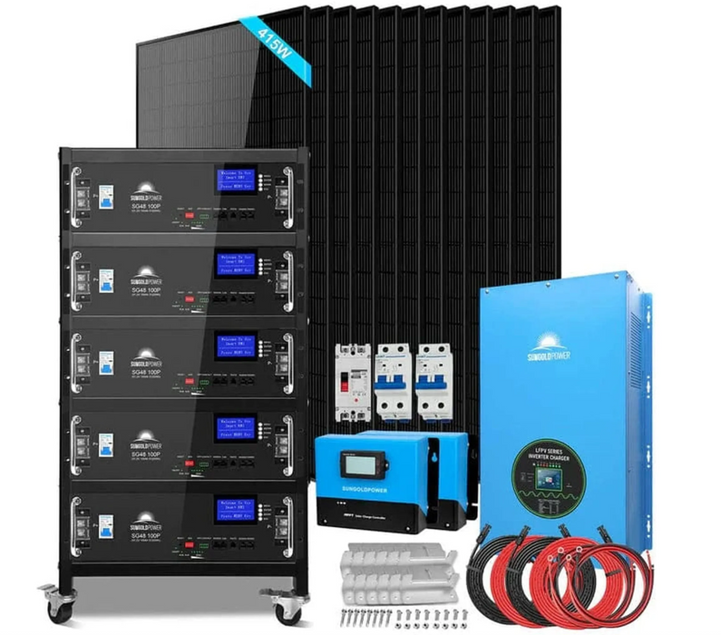 SunGoldPower Off-Grid Solar Kit | 12kW 48V Split-Phase 120/240V | 25.6kWh LiFePO₄ Battery | 415W Panels (12-Pack)