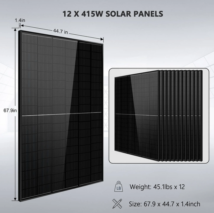 SunGoldPower Off-Grid Solar Kit | 12kW 48V Split-Phase 120/240V | 25.6kWh LiFePO₄ Battery | 415W Panels (12-Pack)