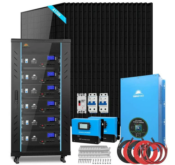 SunGoldPower Off-Grid Solar Kit | 15kW 48V Split-Phase 120/240V | 30.72kWh LiFePO₄ Battery | 415W Panels (20-Pack)