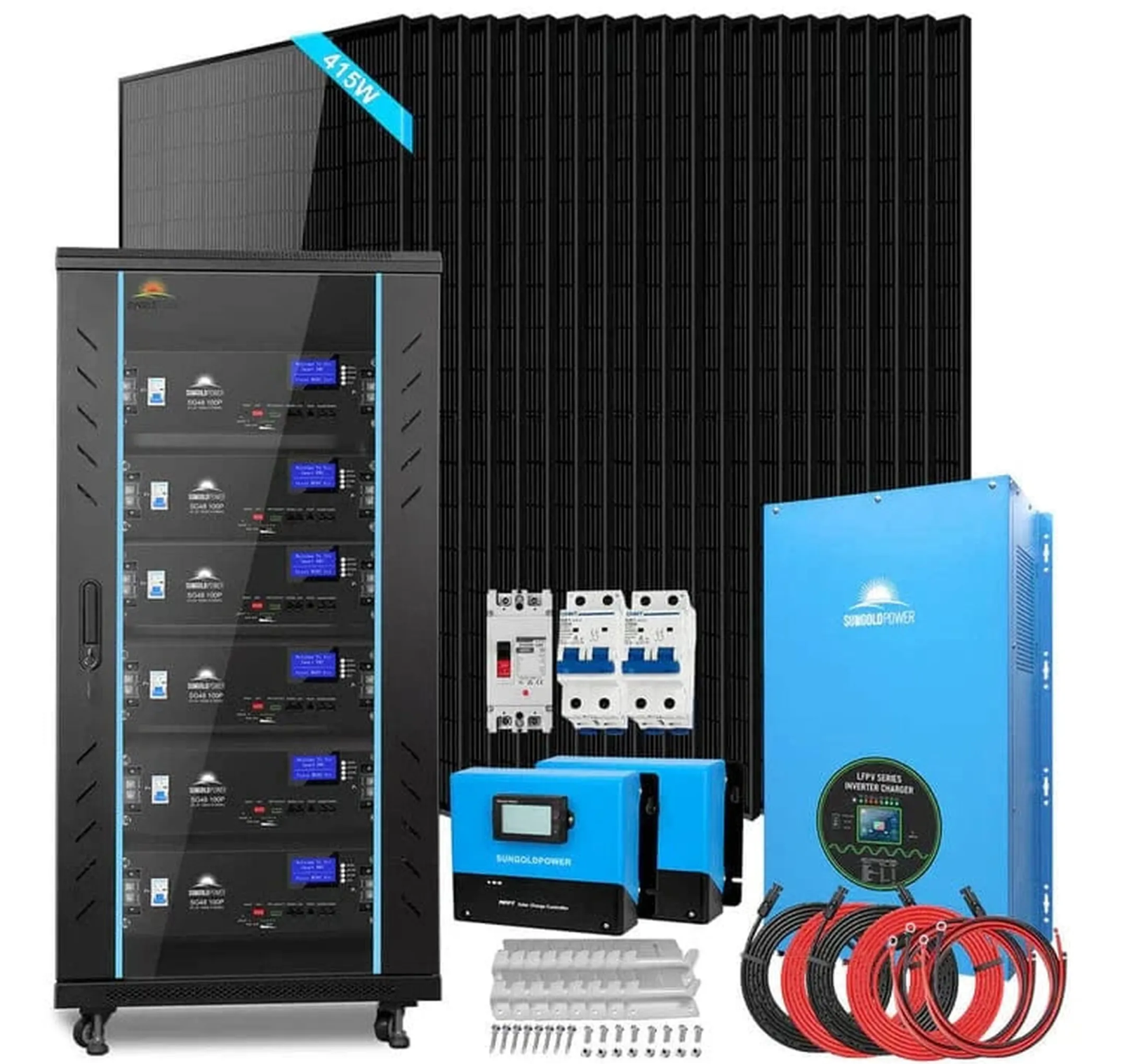 SunGoldPower Off-Grid Solar Kit | 18kW 48V Split-Phase 120/240V | 20.48kWh LiFePO₄ Battery | 415W Panels (20-Pack)