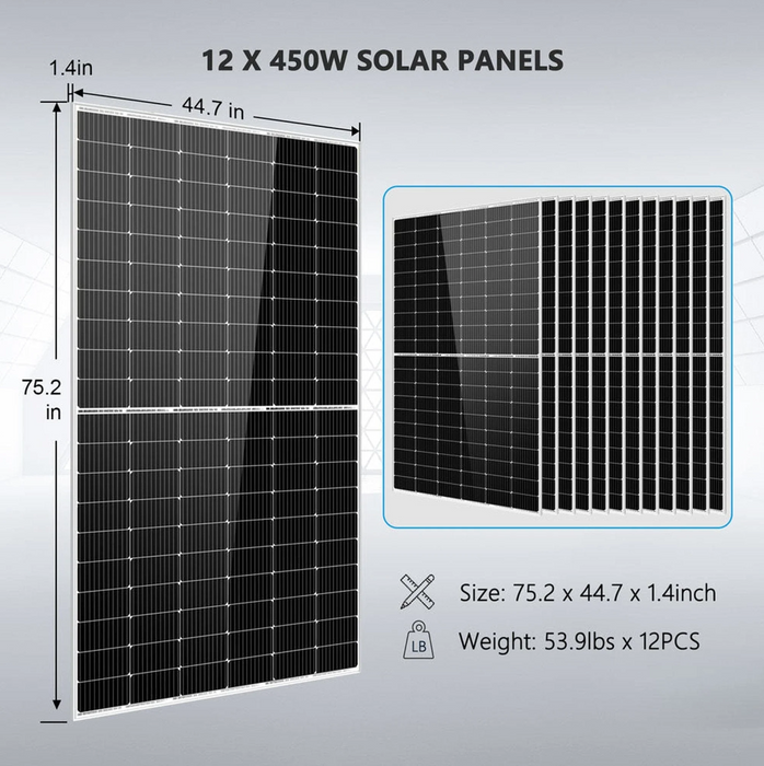 SunGoldPower Off-Grid Solar Kit | 8kW 48V Split-Phase 120/240V | 10.24kWh Lithium Battery | 5.4kW Solar Panels