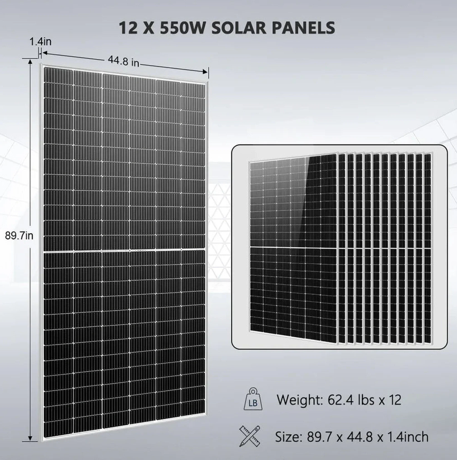 SunGoldPower Off-Grid Solar Kit | 10kW 48V Split-Phase 120/240V | 25.6kWh Lithium Battery | 550W Panels (12-Pack)