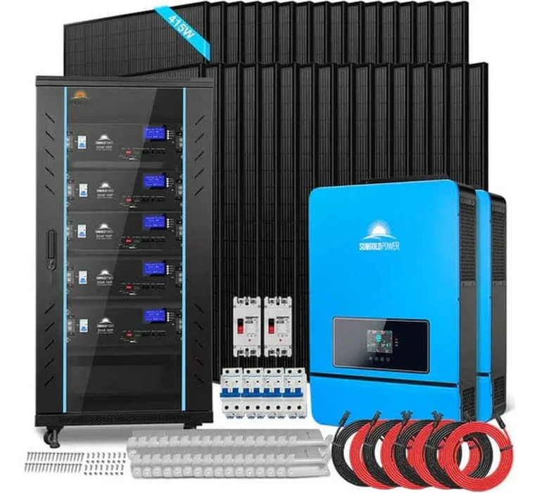 SunGoldPower Off-Grid Solar Kit | 16kW 48V Split-Phase 120/240V | 25.6kWh LiFePO₄ Battery | 415W Panels (32-Pack)