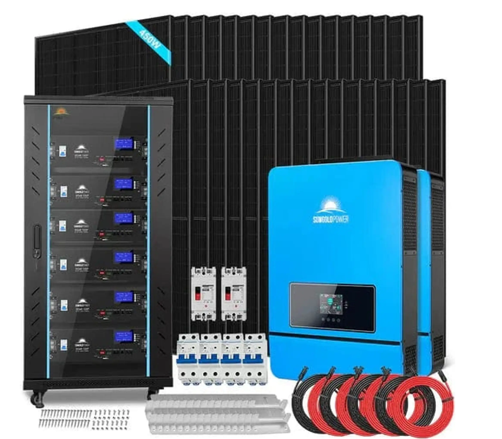 SunGoldPower Off-Grid Solar Kit | 20kW 48V Split-Phase 120/240V | 30.72kWh LiFePO₄ Battery | 450W Panels (32-Pack)