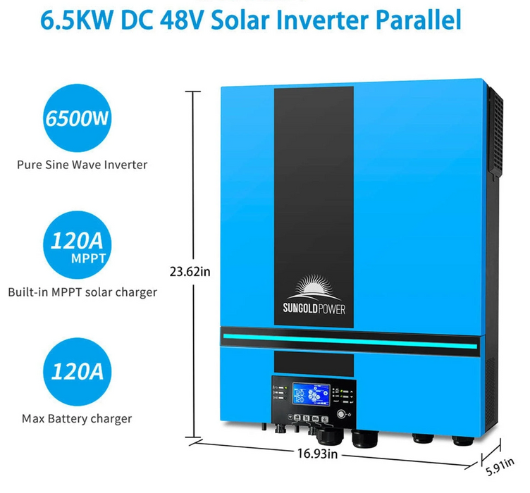 SunGoldPowerOff-Grid Solar Kit | 13kW 48V Split-Phase 120/240V | 20.48kWh LiFePO₄ Battery | 415W Panels (14-Pack)