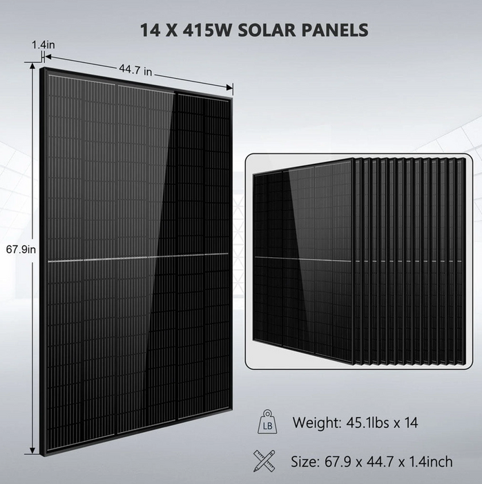 SunGoldPowerOff-Grid Solar Kit | 13kW 48V Split-Phase 120/240V | 20.48kWh LiFePO₄ Battery | 415W Panels (14-Pack)