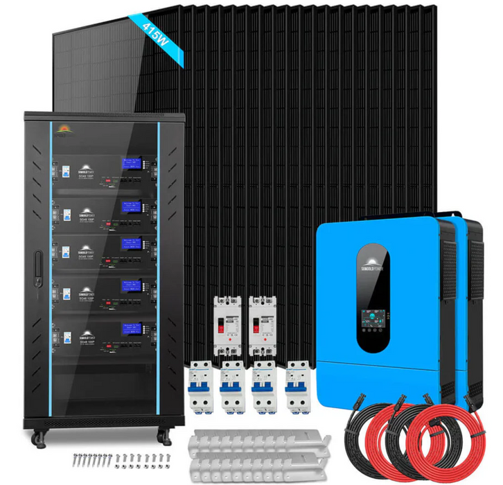 SunGoldPower Off-Grid Solar Kit | 13kW 48V Split-Phase 120/240V | 25.6kWh LiFePO₄ Battery | 415W Panels (20-Pack)
