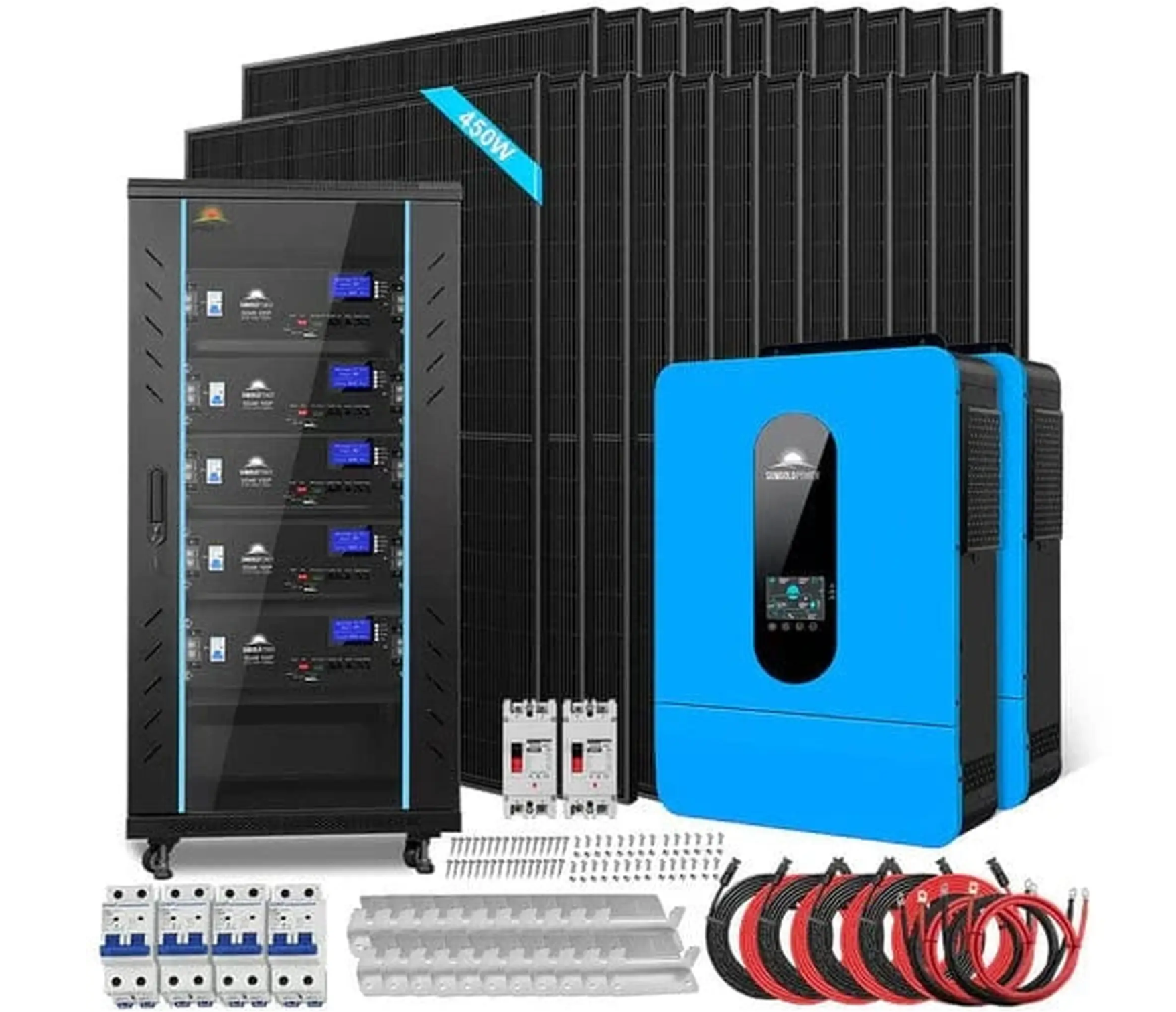 SunGoldPower Off-Grid Solar Kit | 13kW 48V Split-Phase 120/240V | 25.6kWh LiFePO₄ Battery | 450W Panels (22-Pack)