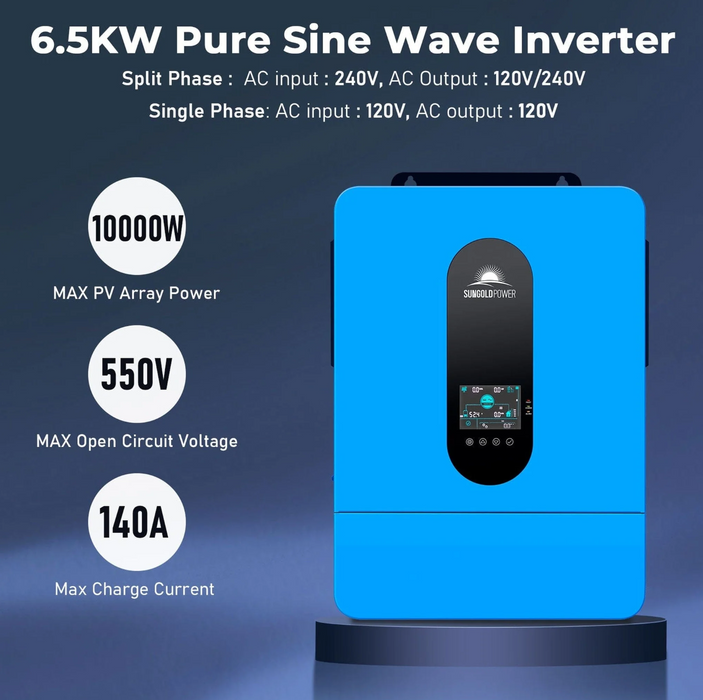 SunGoldPower Off-Grid Solar Kit | 13kW 48V Split-Phase 120/240V | 25.6kWh LiFePO₄ Battery | 450W Panels (22-Pack)