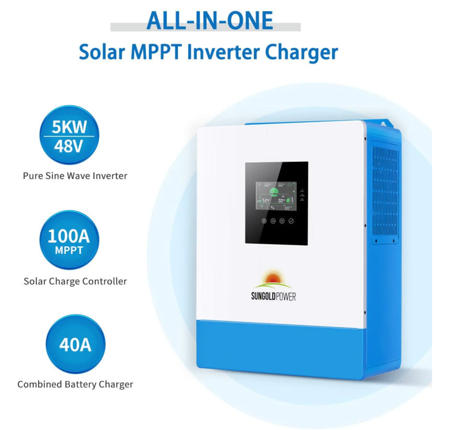 SunGoldPower SGR-10K2M Off-Grid Solar Kit | 10kW 48V Split-Phase 120/240V | 20.48kWh LiFePO₄ Battery | 450W Panels (12-Pack)