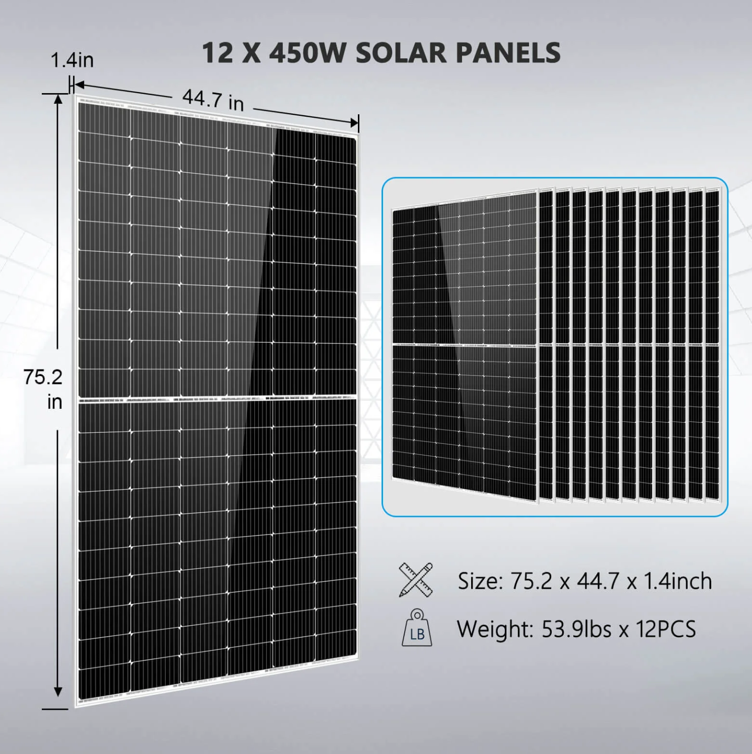 SunGoldPower SGR-10K2M Off-Grid Solar Kit | 10kW 48V Split-Phase 120/240V | 20.48kWh LiFePO₄ Battery | 450W Panels (12-Pack)