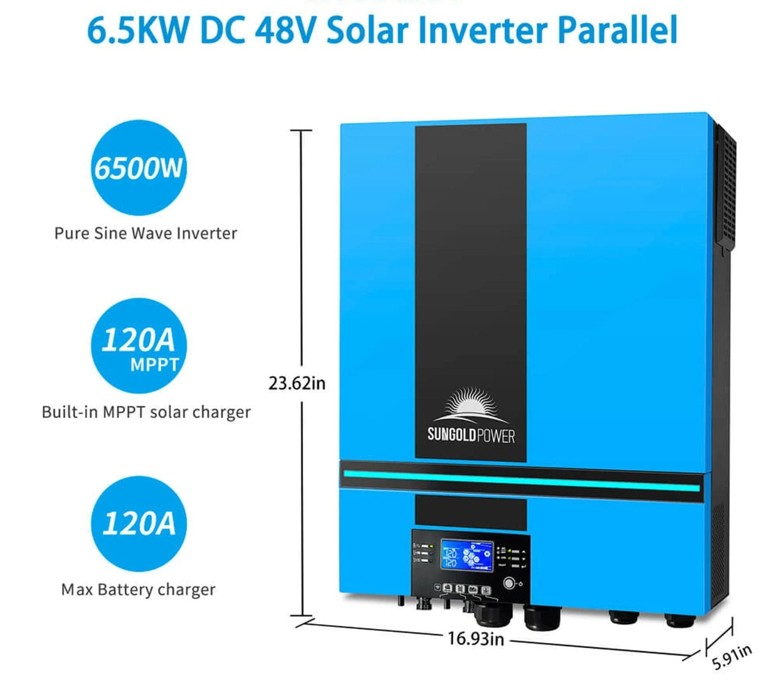 SunGoldPower Off-Grid Solar Kit | 13kW 48V Split-Phase 120/240V | 20.48kWh Powerwall Lithium Battery | 370W Panels (12-Pack)