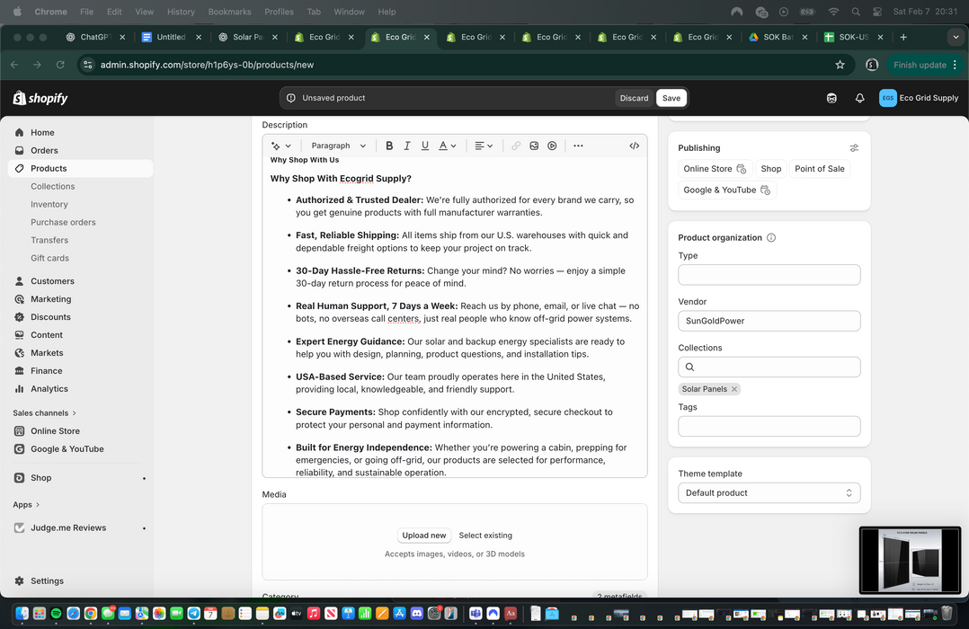 SunGoldPower Off-Grid Solar Kit | 10kW 48V Split-Phase 120/240V | 20.48kWh Powerwall Lithium Battery | 415W Panels (12-Pack)