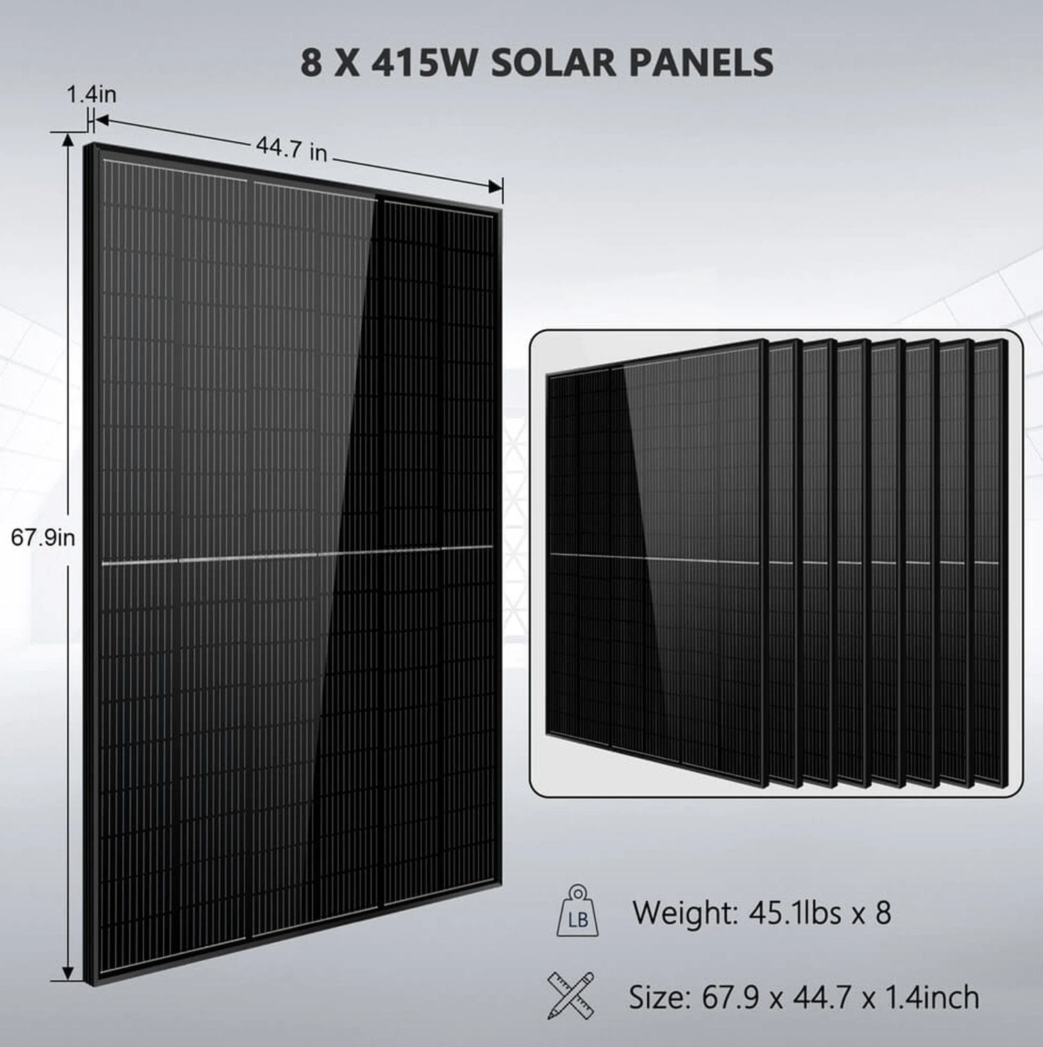 SunGoldPower Off-Grid Solar Kit | 8kW 48V Split-Phase 120/240V | 10.24kWh LiFePO₄ Battery | 415W Panels (8-Pack)