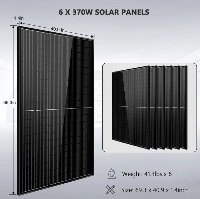 SunGoldPower Off-Grid Solar Kit | 6.5kW 48V Split-Phase 120/240V | 10.24kWh Powerwall Lithium Battery | 370W Panels (6-Pack)