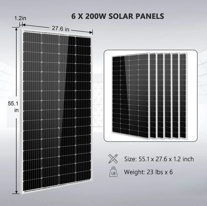 SunGoldPower Off-Grid Solar Kit | 5kW 48V 120V Output | 5.12kWh Powerwall Lithium Battery | 200W Panels (6-Pack)