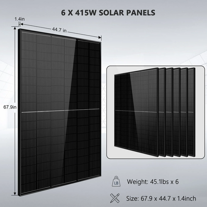 SunGoldPower Off-Grid Solar Kit | 5kW 48V 120V Output | 10.24kWh LiFePO₄ Battery | 415W Panels (6-Pack)