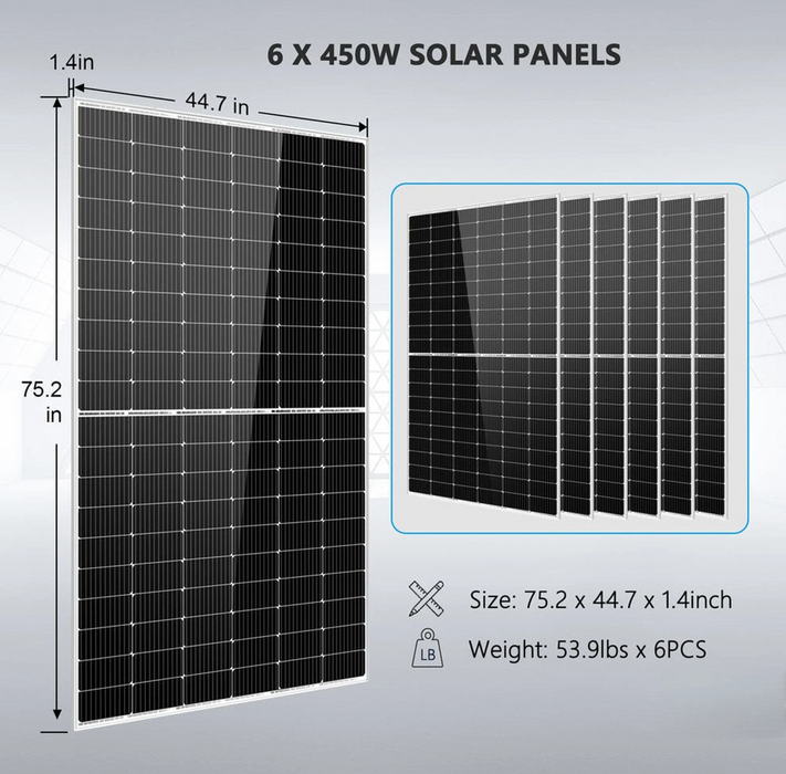 SunGoldPower Off-Grid Solar Kit | 6.5kW 48V Split-Phase 120/240V | 10.24kWh Lithium Battery | 450W Panels (6-Pack)