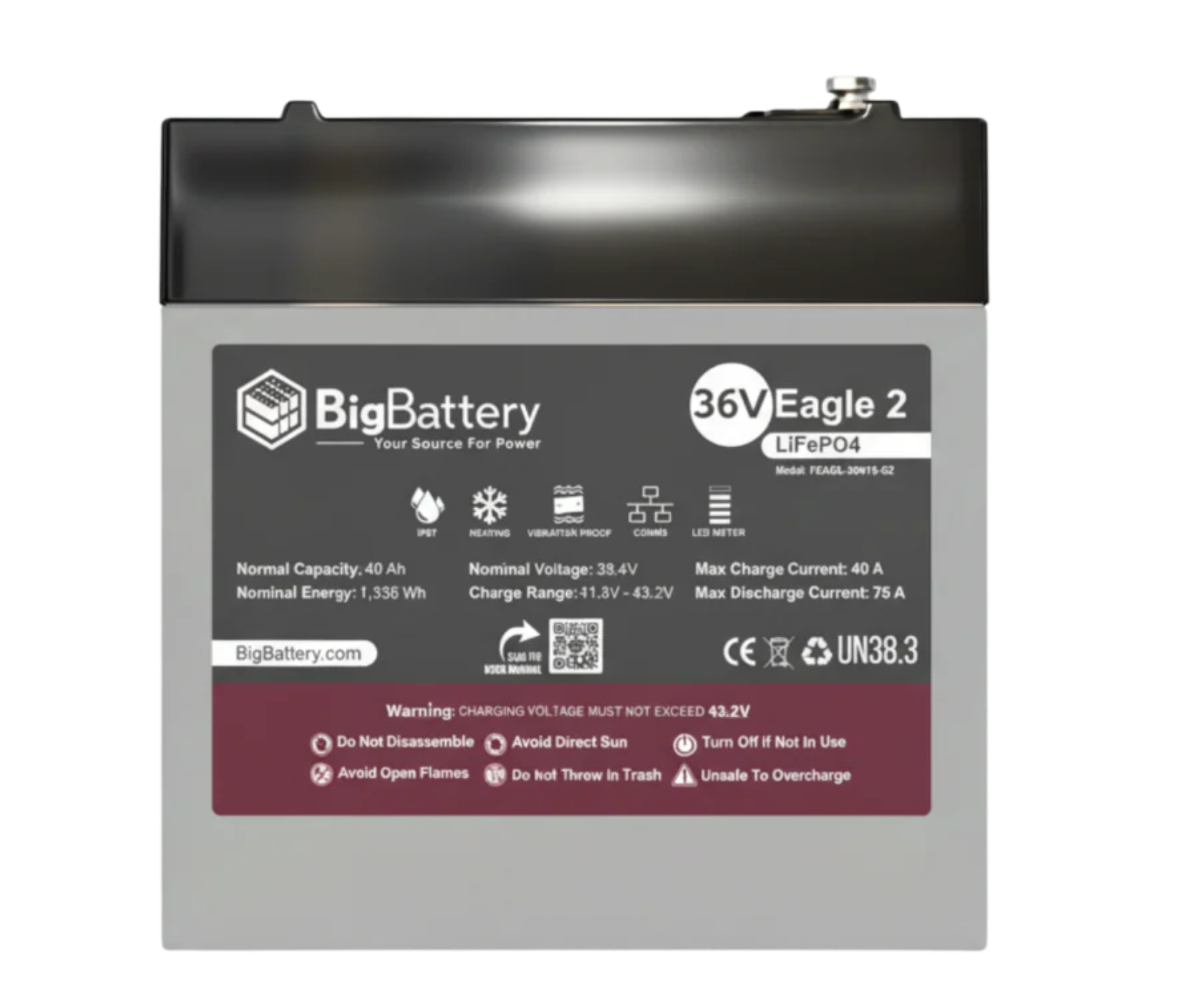 BigBattery LiFePO4 Battery | 36V 40Ah 1.54kWh | EAGLE 2