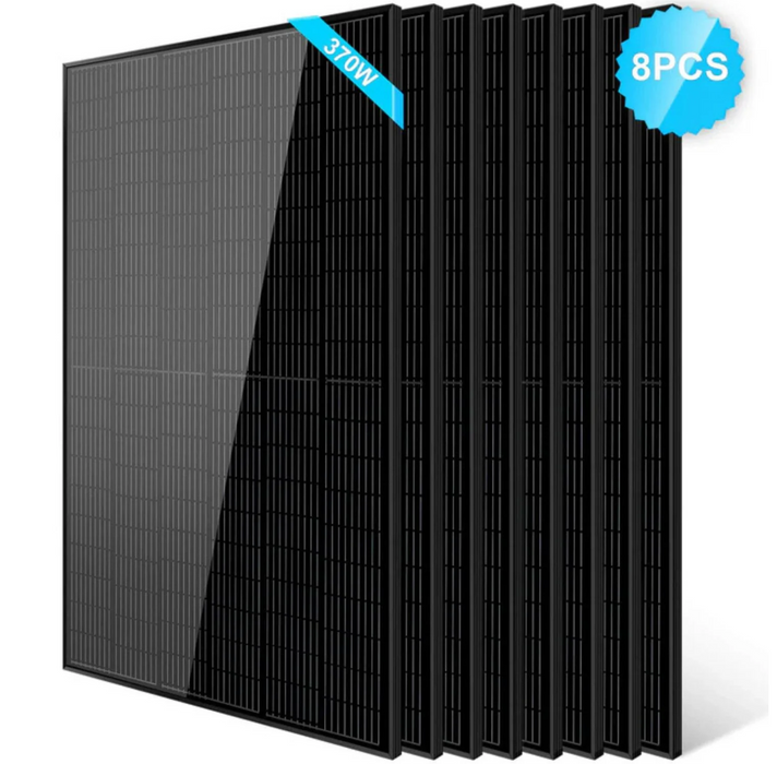 SunGoldPower Solar Panel | 370W Monocrystalline Black | 8-Pack