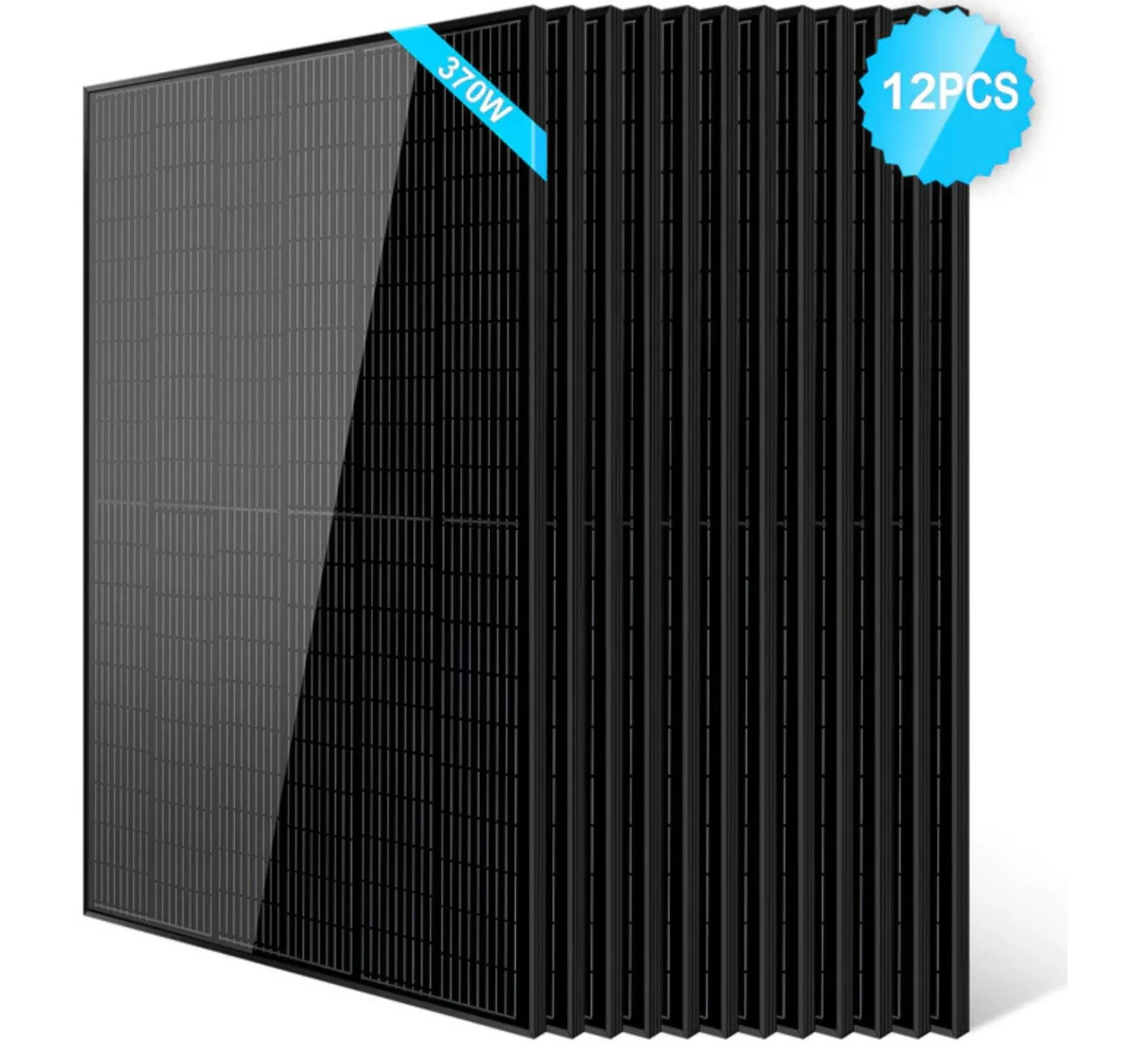 SunGoldPower Solar Panel | 370W Monocrystalline Black | 12-Pack