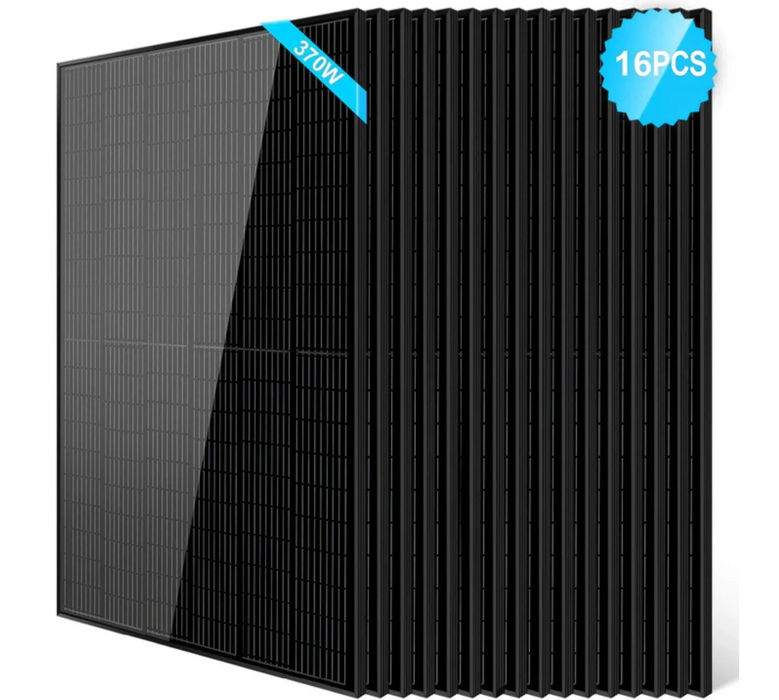 SunGoldPower Solar Panel | 370W Monocrystalline Black | 16-Pack