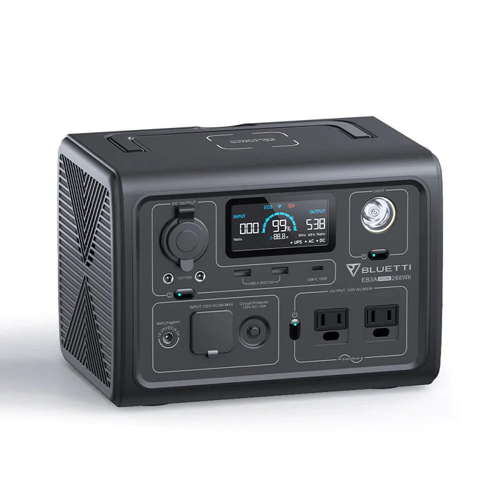 BLUETTI EB3A Portable Power Station | 268.8Wh | 1200W | 200W Solar Input