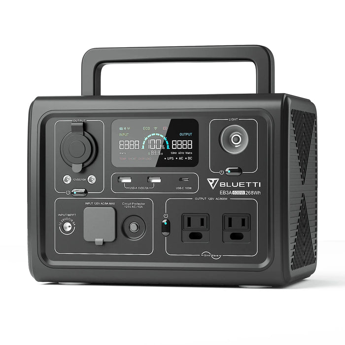 BLUETTI EB3A Portable Power Station | 268.8Wh | 1200W | 200W Solar Input