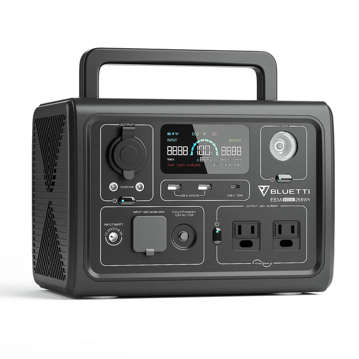 BLUETTI EB3A Portable Power Station | 268.8Wh | 1200W | 200W Solar Input