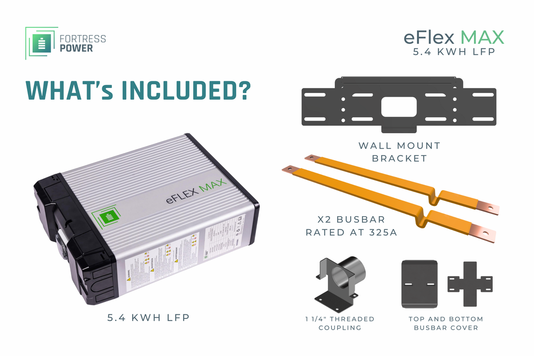 Fortress Power eFlex MAX 5.4kWh Lithium Battery Storage | 8,000+ Cycles | 99% Efficiency | Outdoor-Ready Design